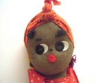 VINTAGE HANDMADE BLACK FOLK DOLL, CLOTH, APPROX 9” TALL — photo 2