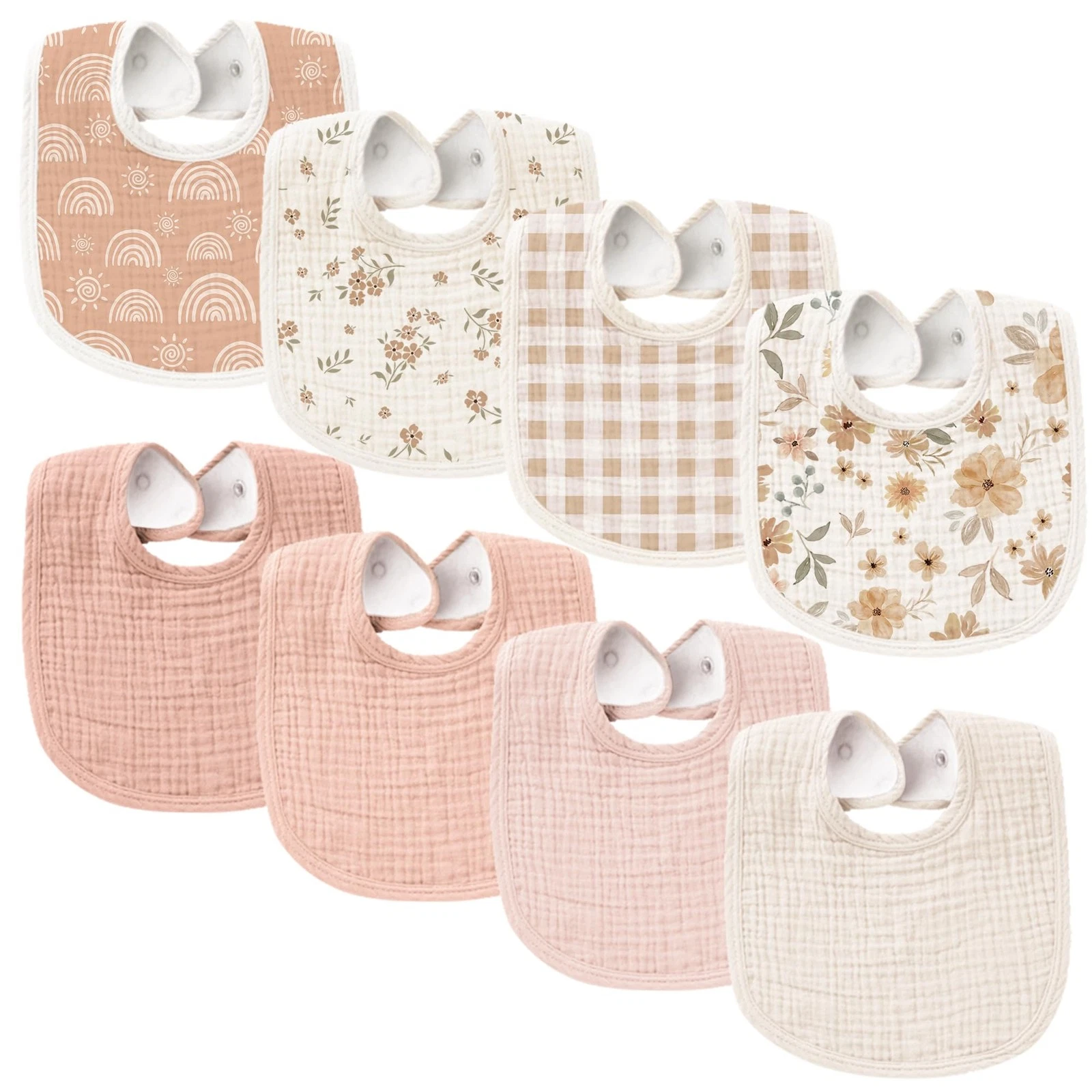 Muslin Baby Bibs 8 Pack Baby Bandana Drool Bibs Cotton for Unisex Boys and Gi...
