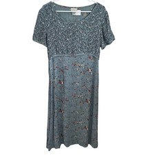 Vtg 90's Weathervane Blue Floral Maxi Dress Cottagecore Ethereal Peasant Fairy