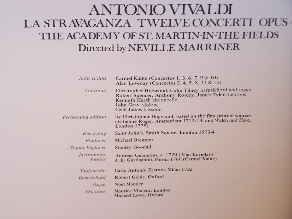 Vivaldi String Concerti Op. 4  Stravaganza Marriner ASMF Orig Argo Stereo FINE! - Image 3 of 4