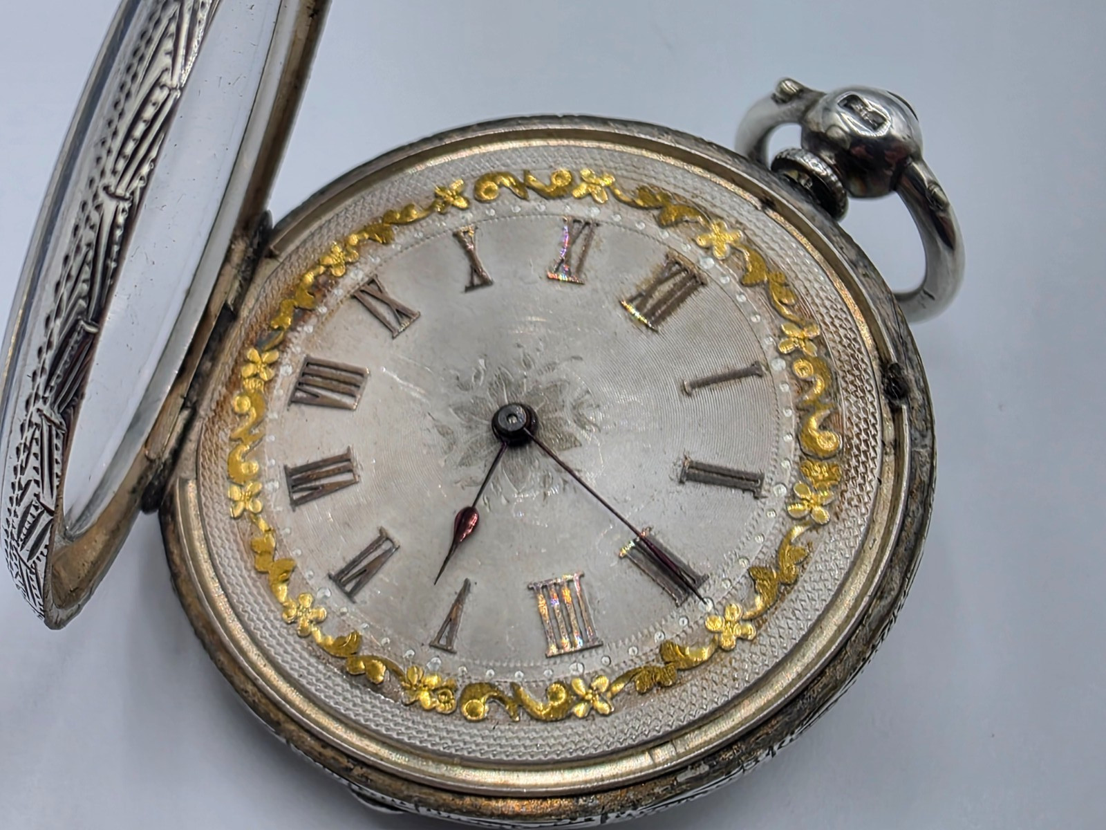 Solid Silver ANDRE MATHEY Pocket Watch 1884 Birmi… - image 9