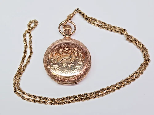 Running ELGIN GF Grade 117 Model 2 6s 7 Jewel 41mm Pocketwatch w/ Chain