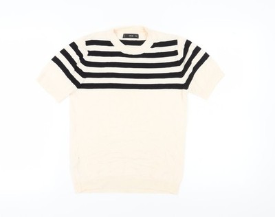 MNG Damen T-Shirt schwarz gestreift, Größe M, Rundhalsausschnitt