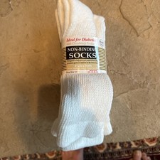 New 3 Pack White Unisex Diabetic Non-Binding Socks Size 12-16 Extra Soft USA