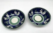 2- Vietri Italy Campagna Blue Chicken Bowl 7 1/2” NOS !