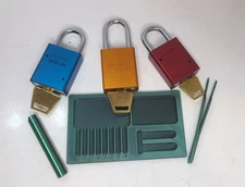 Locksport Package - 3x American Lock 1100 KD w/keys + tray follower tweezers