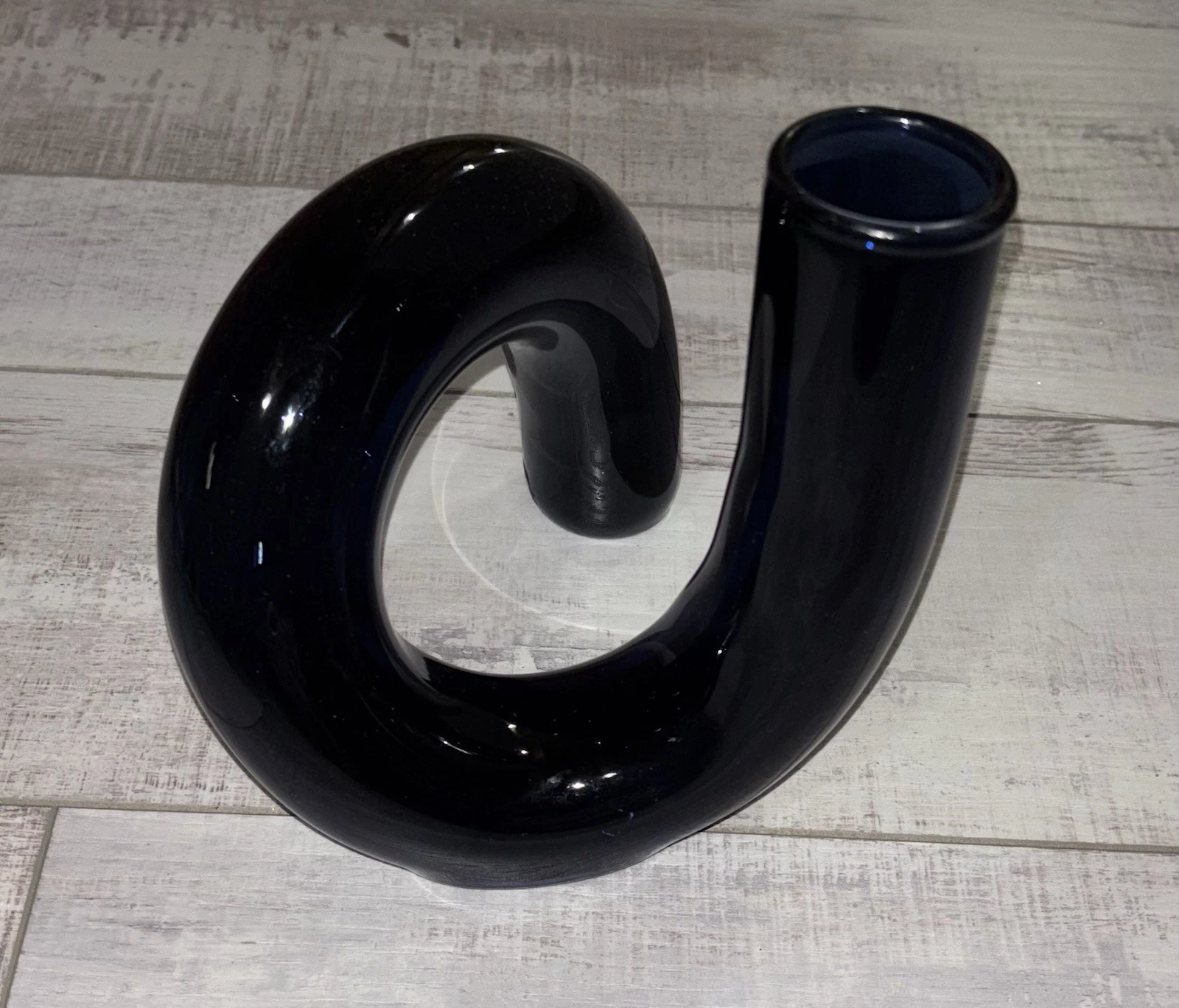 Threshold Modern Glass Vase Loop - Dark Blue - 6” Height - NEW