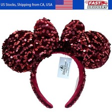 Dark Red Pearl Mouse Ears Headbands Sparkle Disney's Hair Band Ear Headband