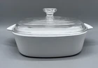 Corning Ware 2 Liter Casserole Dish ALL WHITE A-2-B Pyrex Lid A-9-C Vintage