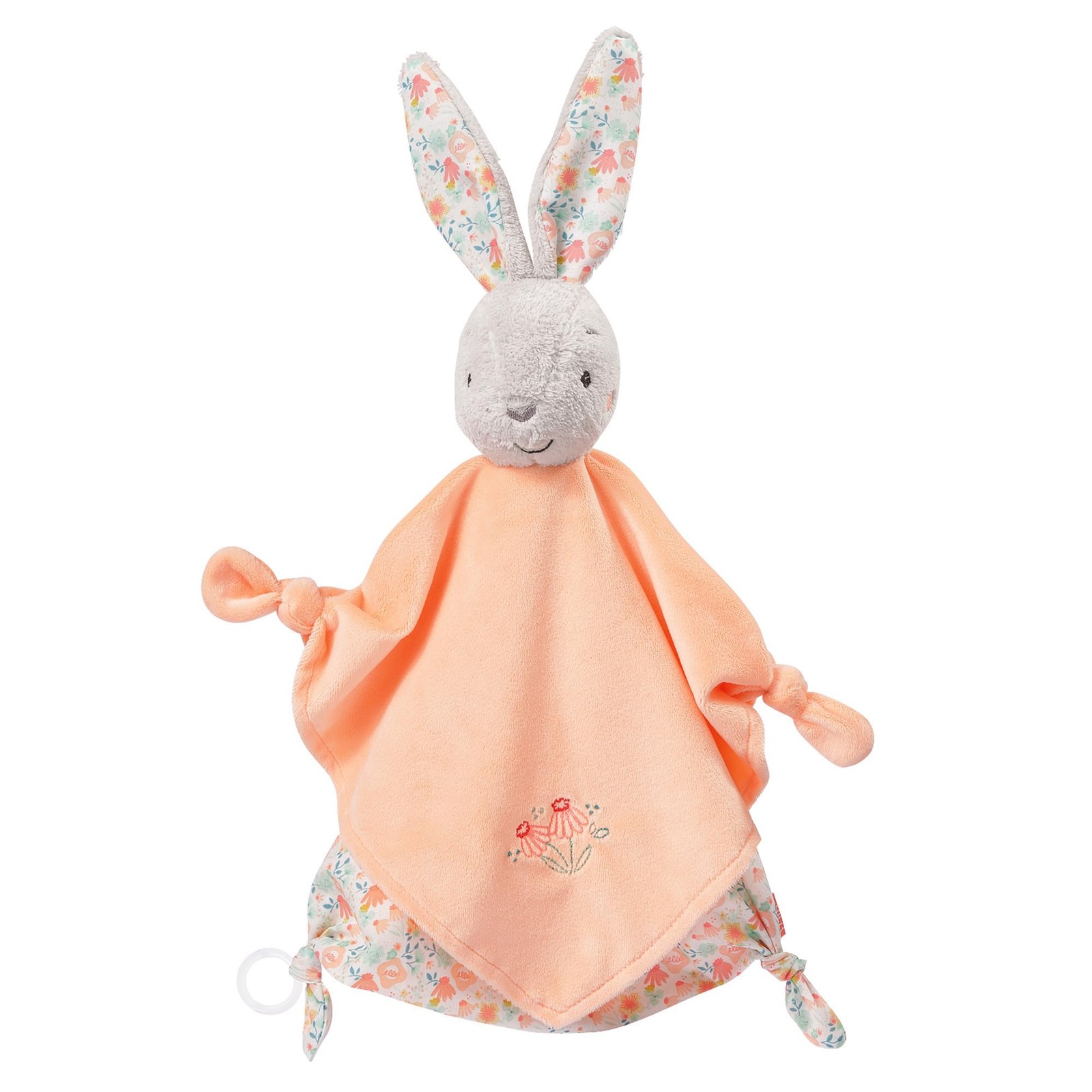 Doudou lapin de luxe peluche bébé 062052 avec attache-sucette en tissu