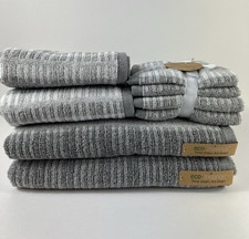 Eco-Melange Bath Towel Set Gray White Striped...