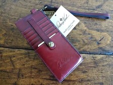 PATRICIA NASH ALANNA Distressed Vintage MAROON CREDIT CARD RFID Leather WRISTLET