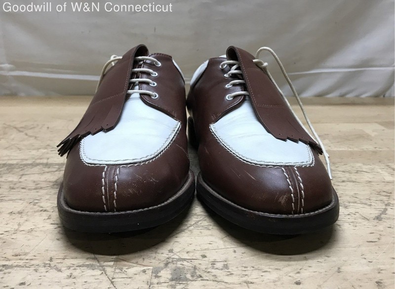 Stuart Weitzman Brown White Leather Kiltie Fringe Golf Shoes Size Unknown
