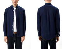 Polo Ralph Lauren Custom Fit Pure Leinen-Hemd Lino Shirt Button Down Navy Xl
