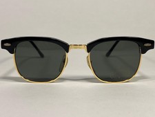 Vintage NOS Black  Gold Browline Sunglasses   Italy Design   UV Protection
