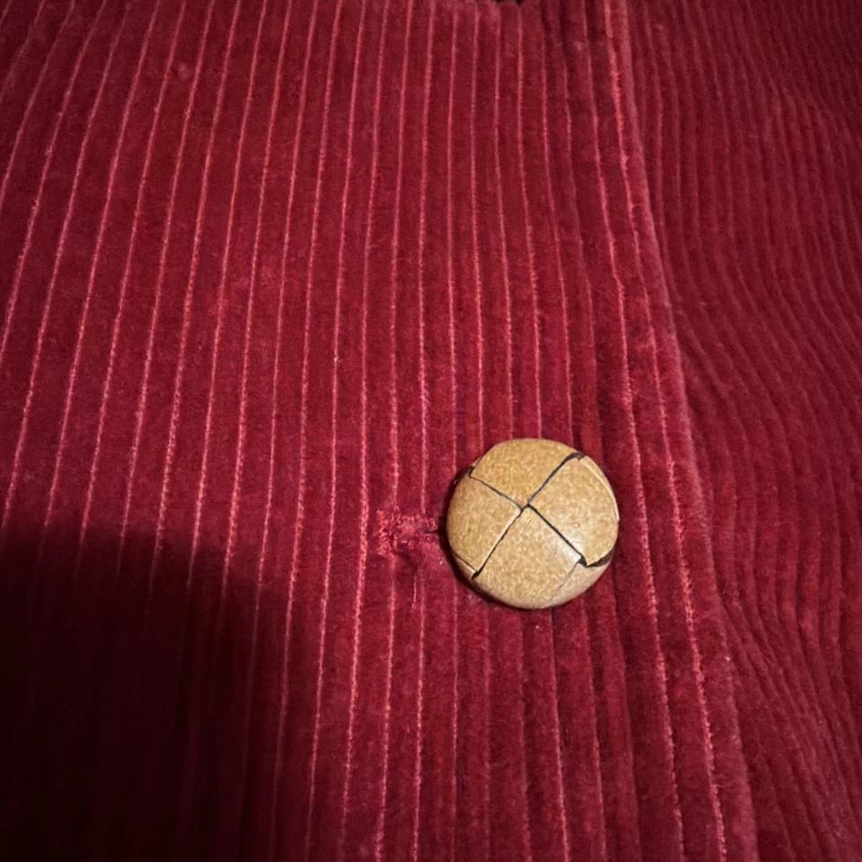 Blazer de pana roja Orvis de colección para mujer talla 18 con botones de cuero y parches en el codo Foto 2 de 4