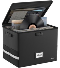 DocSafe Fireproof Vinyl Record Storage Box with Lock,Large Record Organizer S...