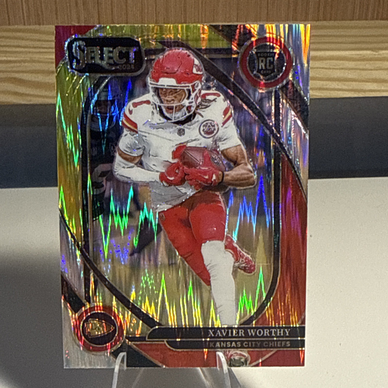 2024 Panini Select - Club Level Xavier Worthy #224 Red & Yellow Shock Prizm (RC)