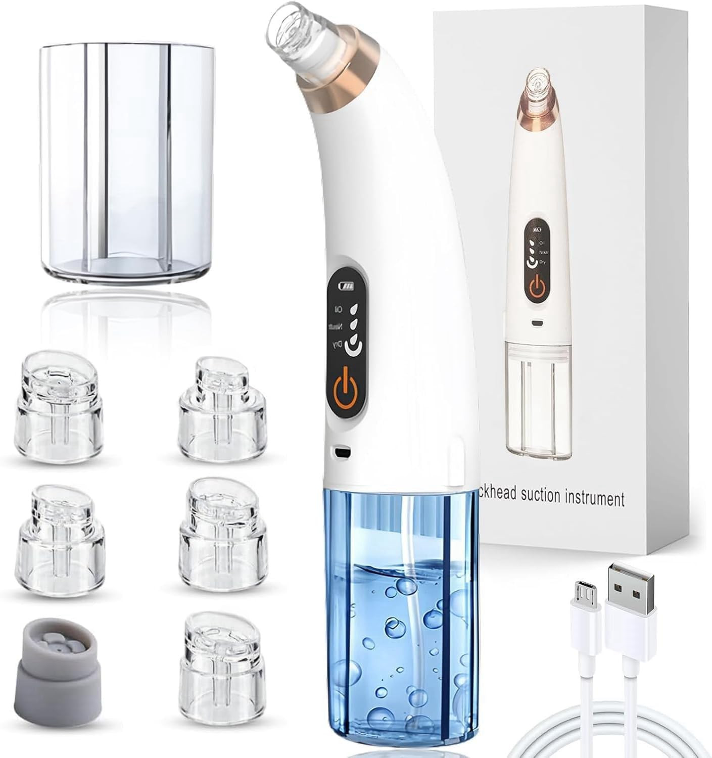 Aspiratore Professionale Punti Neri - 6 Testine e 3 Modalità Vacuum