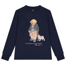 Polo Ralph Lauren Boys Long Sleeve T Shirt Navy Blue Polo Bear Size XL 18 - 20