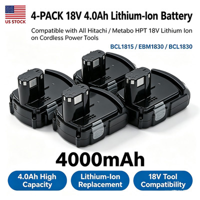4PACK 18V 4.0Ah Battery For Hikoki Drill Driver DS18DL DV18DL DS18DGL DS18DFL US