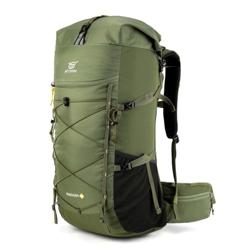 Hiking Backpack - 50L Roll Top Backpacking Backpack Lightweight Armygreen-image