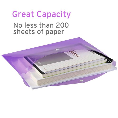 Sooez 12 Pack Folders Plastic Envelopes with Snap 10 Pack, Multicolored - Picture 7 of 8