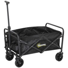 62L Folding Festival Trolley Cart 120kg Heavy Duty Garden Beach Wagon Black