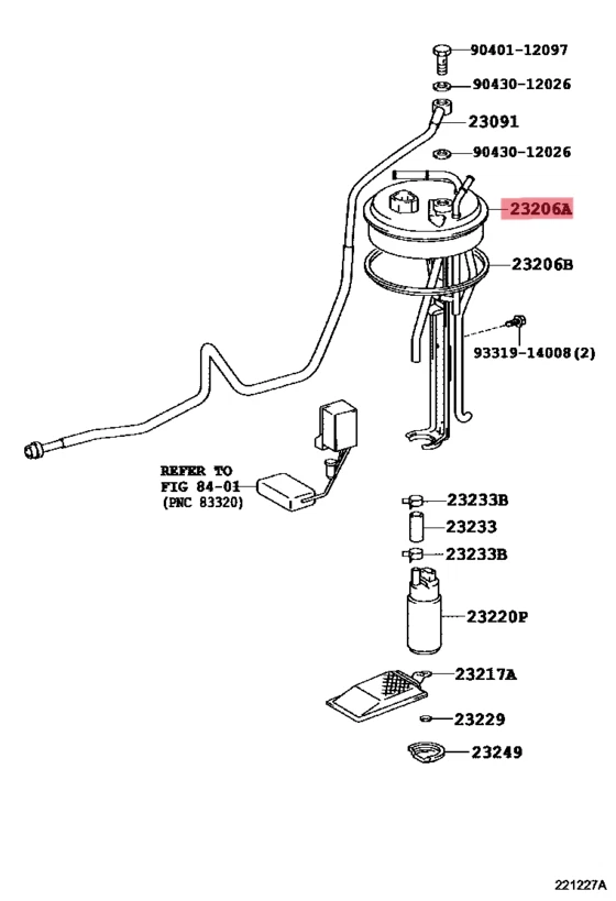 Soporte de bomba de combustible genuino TOYOTA SUPRA JZA80 MK4 23206-46140 OEM Foto 2 de 2