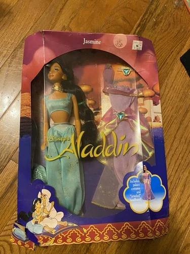 Vintage Mattel 1992  DISNEY'S ALADDIN JASMINE New Box Damaged At Bottom