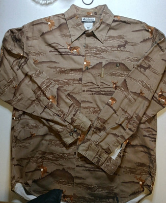 Columbia River Lodge Whitetail Mens M Button Up Long Sleeve Heavy Cotton Shirt