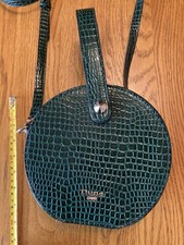 Dune London Green Croc Effect Round Shoulder Bag Gold Hardware Zip Top