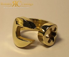 Men's Highly Polished Snap on Spanner Ring  in 9ct Solid Gold 21g Hallmarked