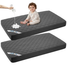 2 PCS Crib Mattress Protector Waterproof Standard Toddler Bed Cover Pad