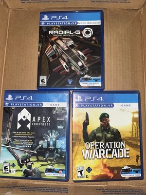 PS4 PSVR 3 Game Lot Radial-G: Racing Revolved,Apex Construct & Operation Warcade