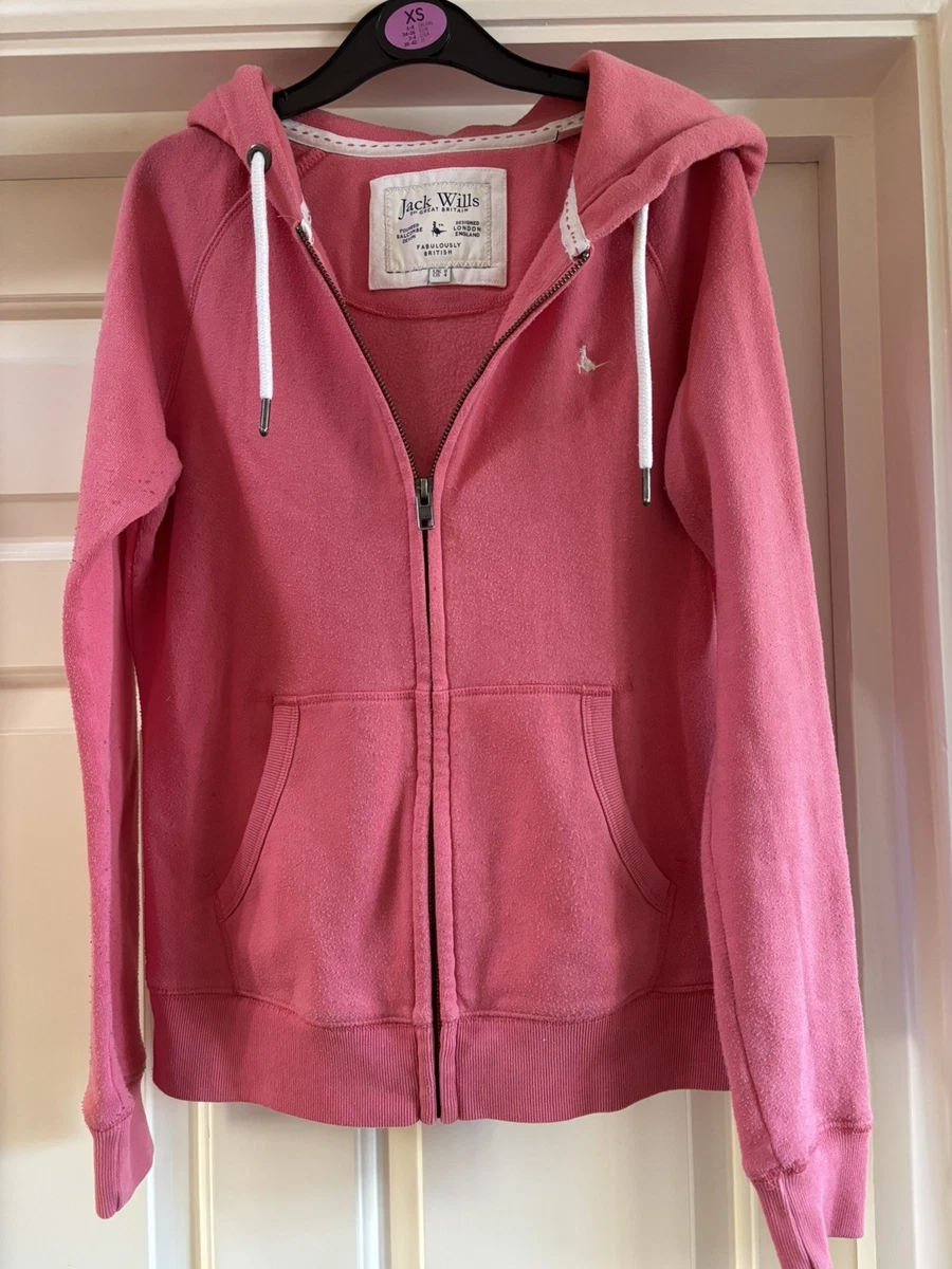 Jack Wills Womens Pink Hoodie UK 12 Pullover Cotton Blend