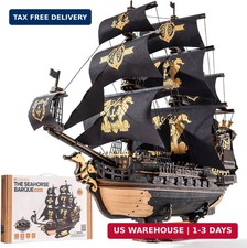 ROKR 3D Wooden Puzzles,Seahorse Barque Model kit,Ideal Gift for Adults Teen