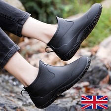 Mens Rain Boots Garden Outdoor Wellies Boots Short Wellington Ankle Shoes Size~