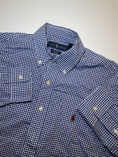 Polo Ralph Lauren Shirt Mens Small Cotton Stretch Gingham Check Oxford