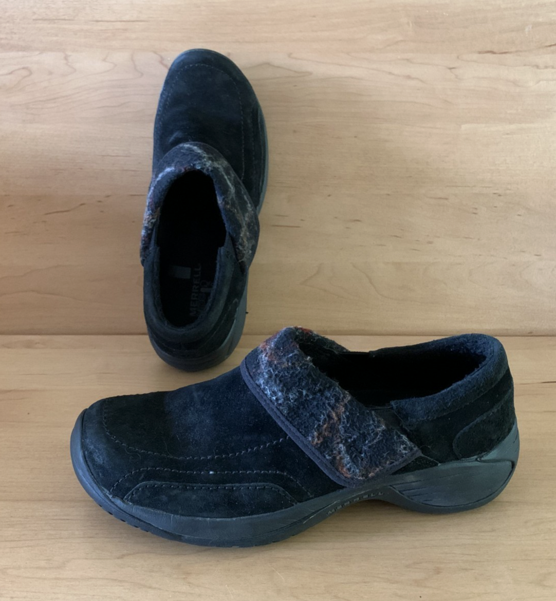 SCARPE MOCS DONNA MERRELL MOC Q FORM NERE COMODE SLIP ON US 9 5 UK7 EU 40 5