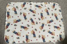 Vintage Springmaid Blue Jean Teddy Fleece Baby Blanket Red Stars Boats 42x32