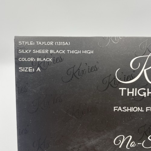 KIX'IES TAYLOR Essential Sheer Perfection Black Thigh Highs 1315A Size A - Picture 4 of 7