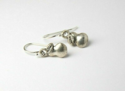 Pear Earrings Tiny fruit Dangle .925 sterling silver hooks pewter charms