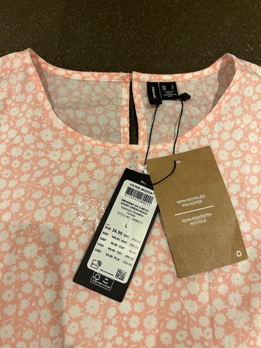 Vero Moda Ladies Baby Pink Ditsy Floral Faux Wrap Dress Size Large 12 14 42in - Picture 19 of 20