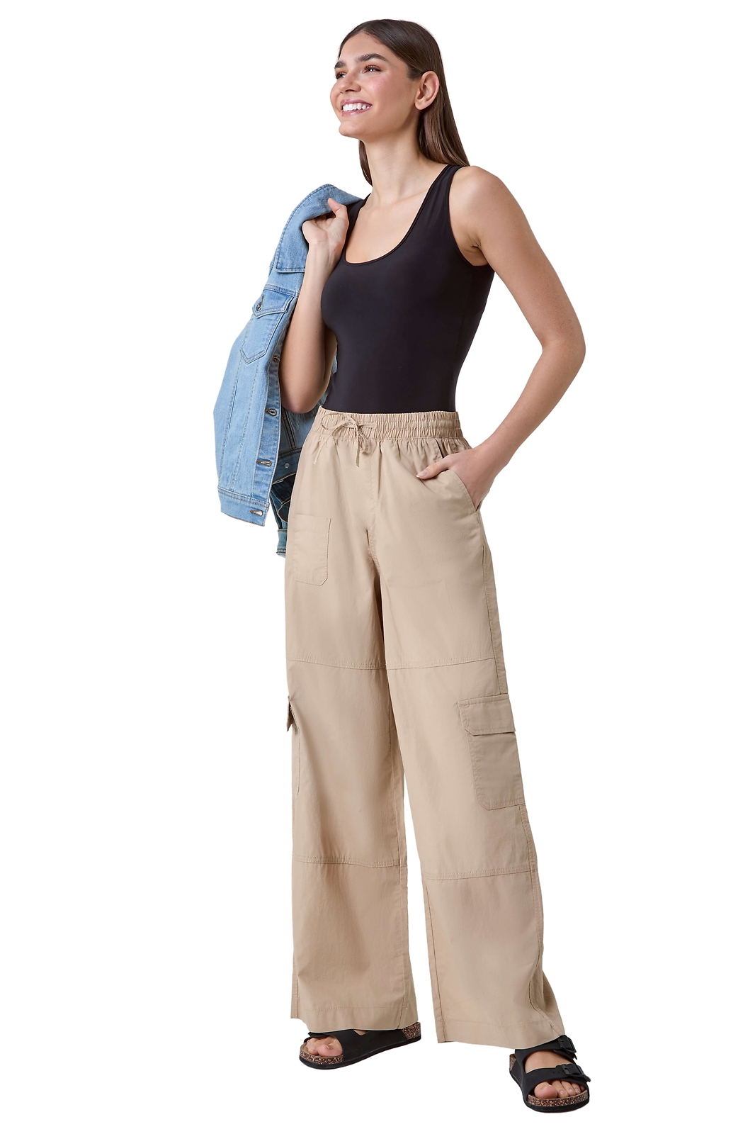 Cotton Wide Leg Cargo Trousers for Women UK - Ladies Roman