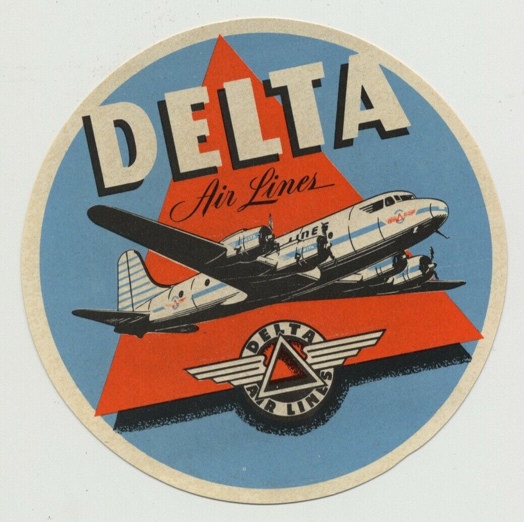 Delta Air Lines / Airline Of The South (Vintage Luggage Label)