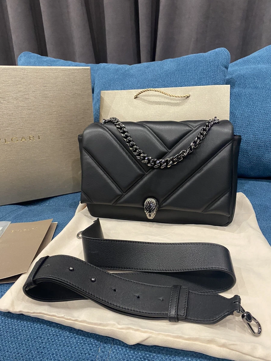 Bvlgari Black Leather Medium Serpenti Shoulder Bag Bvlgari