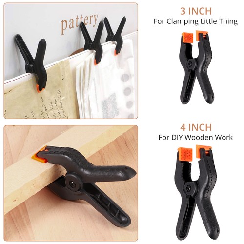 Woodworking F Clamps and 12pcs Plastic Spring Clamps Quick Ratchet Release Tool - Picture 4 of 11