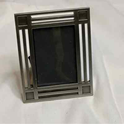 Antique Tarnished Silver Photo Frame with Geometric Design GUC