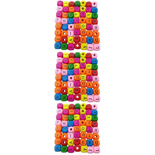 Set of 3 Wooden Alphabet Beads Letters for Bracelet Making Craft Kits Adults - Picture 7 of 9